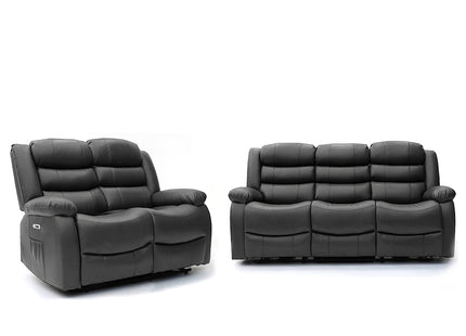 Electra - 3+2 Black Electric Recliner Suite with  Drinks Tray