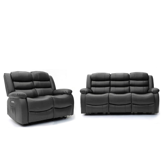 Electra - 3+2 Black Electric Recliner Suite with  Drinks Tray