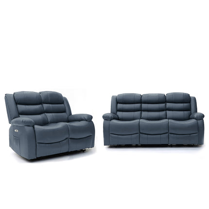 Electra - 3+2 Blue Electric Recliner Suite with Drinks Tray