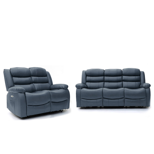 Electra - 3+2 Blue Electric Recliner Suite with Drinks Tray
