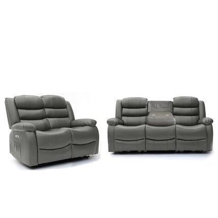Electra - 3+2 Grey Electric Recliner Suite with  Drinks Tray