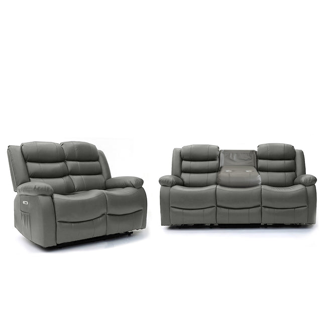 Electra - 3+2 Grey Electric Recliner Suite with  Drinks Tray