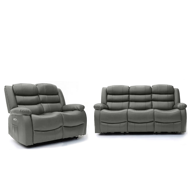 Electra - 3+2 Grey Electric Recliner Suite with  Drinks Tray