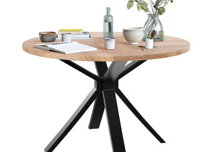 Filda - Contemporary Oak Herringbone Veneer Round Dining Table