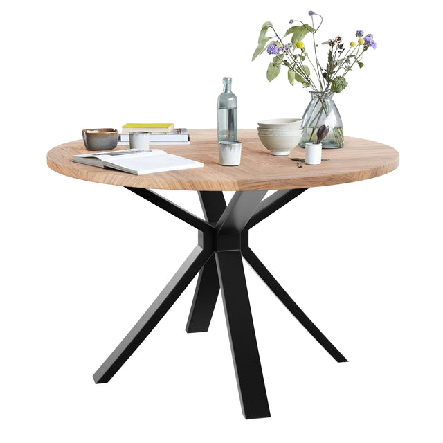 Filda - Contemporary Oak Herringbone Veneer Round Dining Table