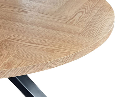 Filda - Contemporary Oak Herringbone Veneer Round Dining Table