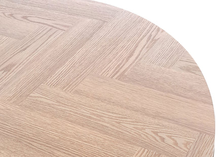 Filda - Contemporary Oak Herringbone Veneer Round Dining Table