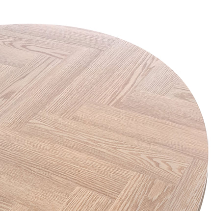 Filda - Contemporary Oak Herringbone Veneer Round Dining Table