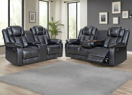 Godiva 3-2 Black Reclining Suite with Console