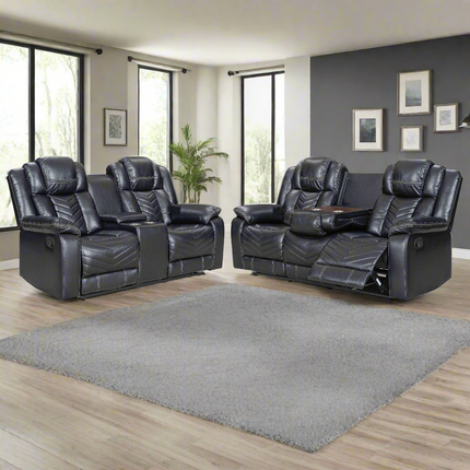 Godiva 3-2 Black Reclining Suite with Console
