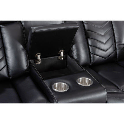 Godiva 3-2 Black Reclining Suite with Console