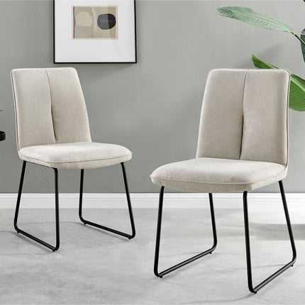 Halle - Beige Fabric Black Leg Dining Chair