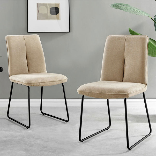 Halle - Beige Fabric Black Leg Dining Chair