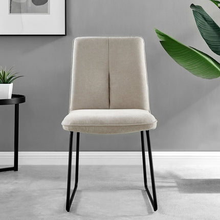 Halle - Beige Fabric Black Leg Dining Chair