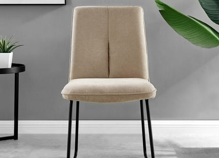 Kerry - Dark Oak Wood Effect Dining Table & 4 Halle Beige Fabric Dining Chairs