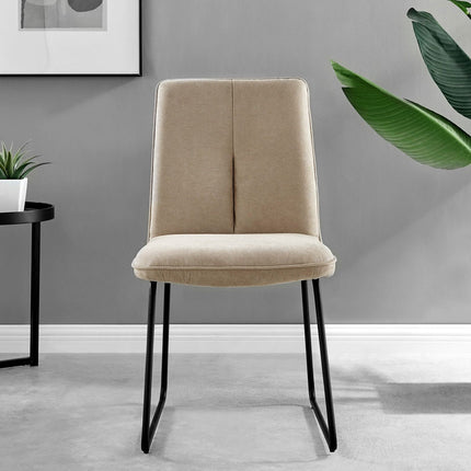 Halle - Beige Fabric Black Leg Dining Chair