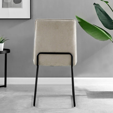 Halle - Beige Fabric Black Leg Dining Chair