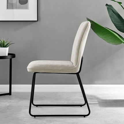 Halle - Beige Fabric Black Leg Dining Chair