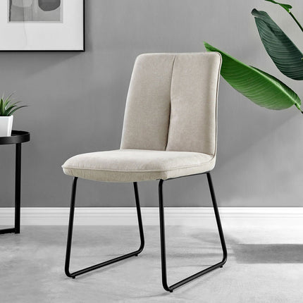 Halle - Beige Fabric Black Leg Dining Chair