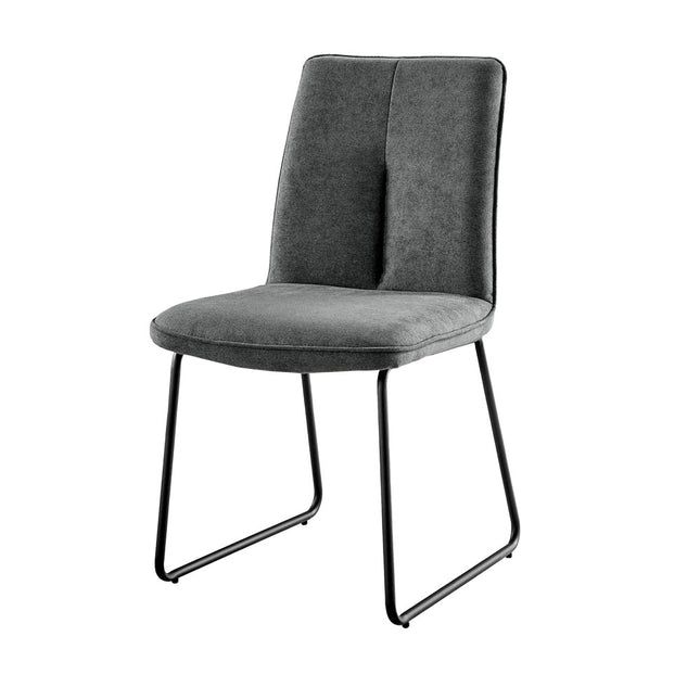 Halle - Dark Grey Fabric Black Leg Dining Chair