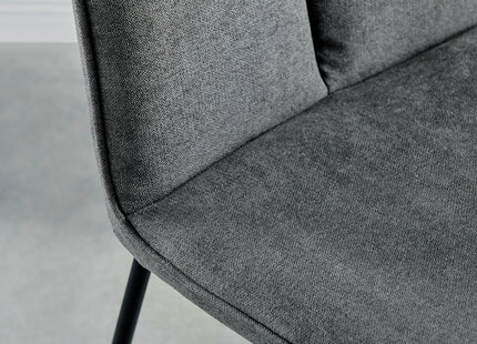 Santorini - Modern Brown Wood Effect Round Dining Table & Halle Grey Fabric Dining Chairs