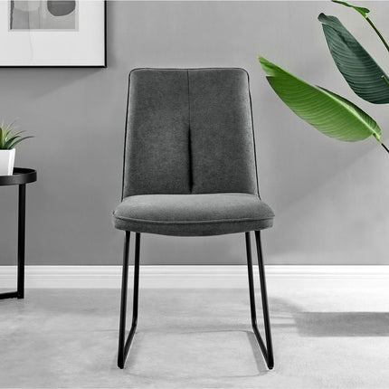 Halle - Dark Grey Fabric Black Leg Dining Chair