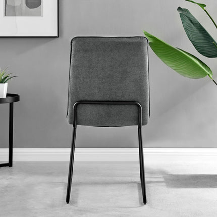 Halle - Dark Grey Fabric Black Leg Dining Chair