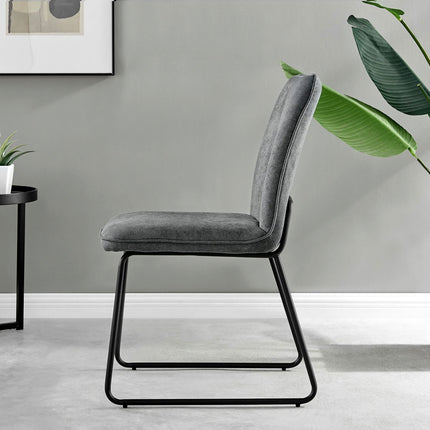 Halle - Dark Grey Fabric Black Leg Dining Chair