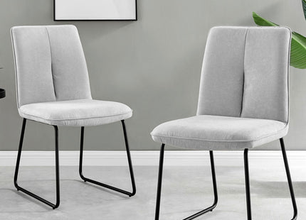 Kerry - Dark Oak Wood Effect Dining Table & 4 Halle Light Grey Fabric Dining Chairs