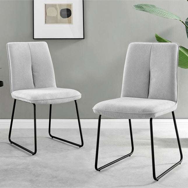 Halle - Light Grey Fabric Black Leg Dining Chair