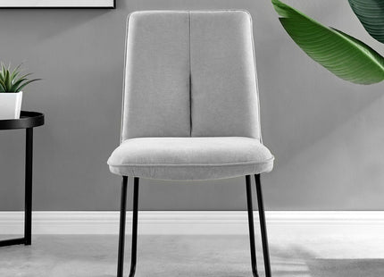 Kerry - Dark Oak Wood Effect Dining Table & 4 Halle Light Grey Fabric Dining Chairs