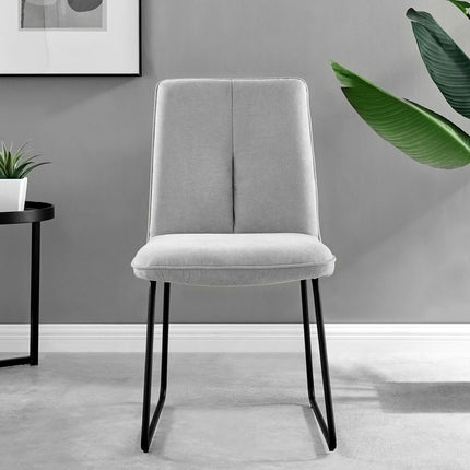 Halle - Light Grey Fabric Black Leg Dining Chair