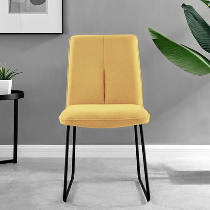 Halle - Mustard Fabric Black Leg Dining Chair