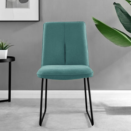 Halle - Turquoise Fabric Black Leg Dining Chair