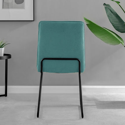 Halle - Turquoise Fabric Black Leg Dining Chair