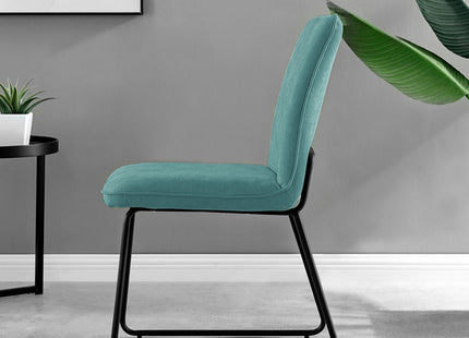Kerry - Dark Oak Wood Effect Dining Table & 4 Halle Turquoise Fabric Dining Chairs