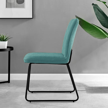 Kerry - Dark Oak Wood Effect Dining Table & 4 Halle Turquoise Fabric Dining Chairs