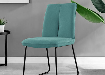 Kerry - Dark Oak Wood Effect Dining Table & 4 Halle Turquoise Fabric Dining Chairs
