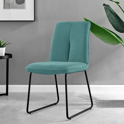 Halle - Turquoise Fabric Black Leg Dining Chair