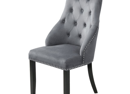 Hilton - Grey Velvet Upholstered Buttoned Dining Chair
