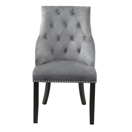 Hilton - Grey Velvet Upholstered Buttoned Dining Chair