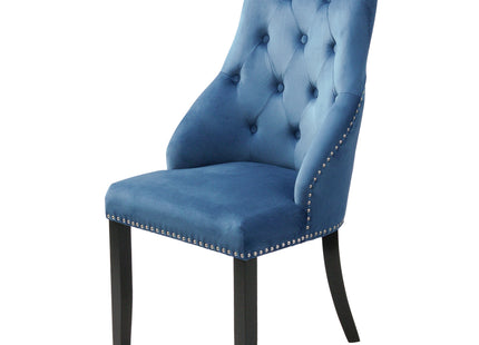 Santorini - Modern Brown Wood Effect Round Dining Table & 4 Hilton Blue Dining Chairs