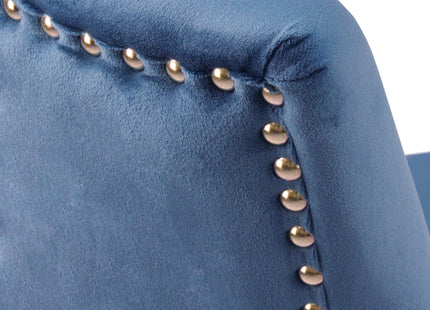 Santorini - Modern Brown Wood Effect Round Dining Table & 4 Hilton Blue Dining Chairs