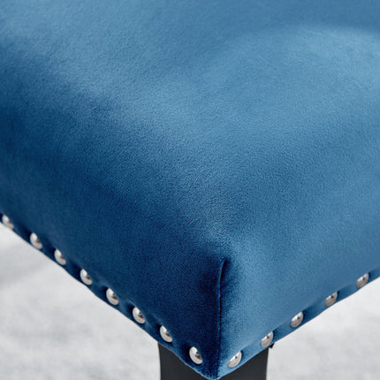 Hilton - Navy Blue Velvet Upholstered Buttoned Dining Chair