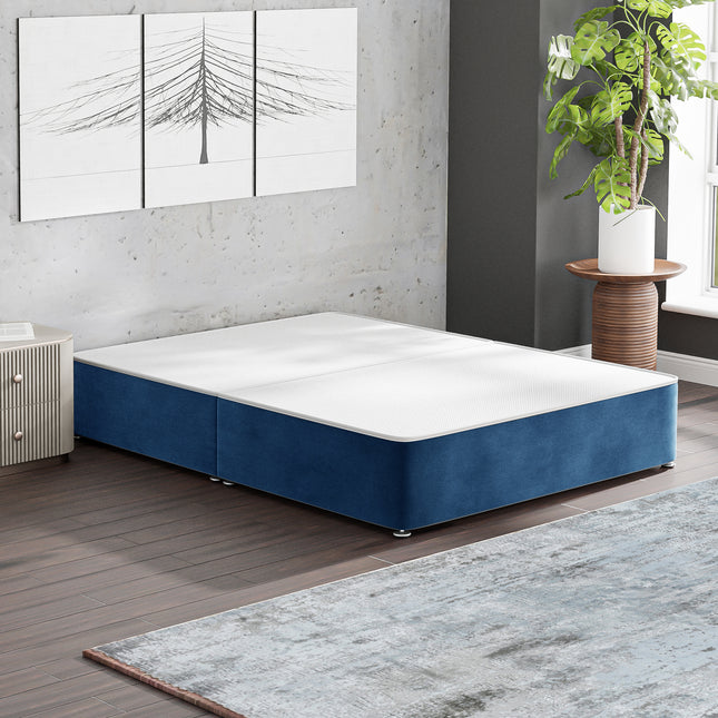 HL - Plush Blue Small Double Split Divan Base (4ft)