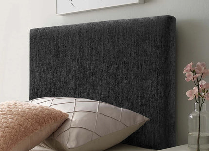 HomeLee Plain 3ft Single Headboard in Chenille Black styled in a bedroom