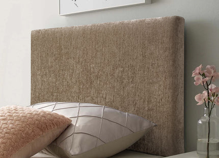 HomeLee Plain 3ft Single Headboard in Chenille Mink styled in a bedroom