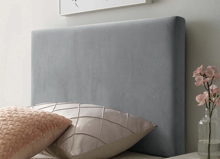 HomeLee Plain 3ft Single Headboard in Plush Silver styled in a bedroom