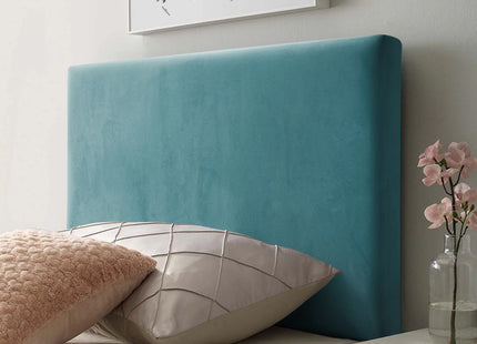 HomeLee Plain 3ft Single Headboard in Tweed Teal styled in a bedroom