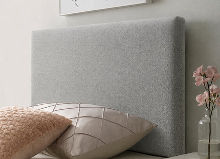 HomeLee Plain 3ft Single Headboard in Tweed Grey styled in a bedroom